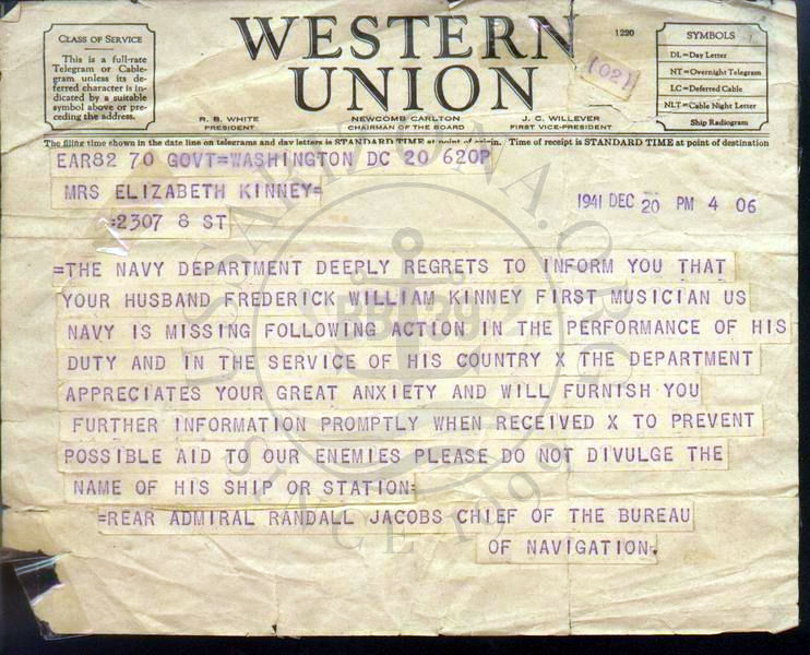 Fred Kinney Telegram